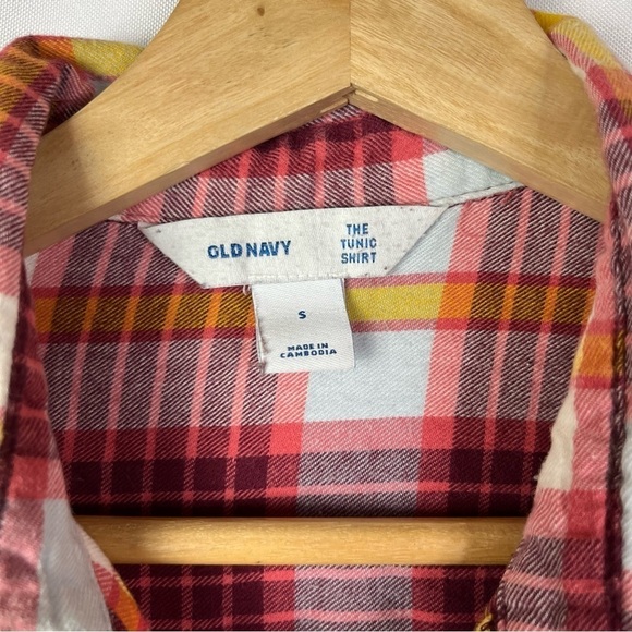 Old Navy Red & Yellow Plaid The Tunic Shirt Long Sleeve Button Down S - Picture 4 of 4